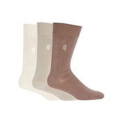 Pack of three brown plain bamboo socks
